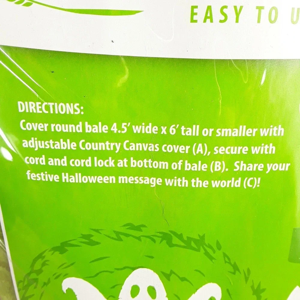 Round Hay Bale Cover,‎ Halloween Spider Web, Orange Spiderweb Fall Harvest